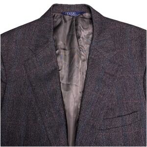 Polo by Ralph Lauren Blazer Sport Coat 42R Herringbone Dark Gray Windowpane USA